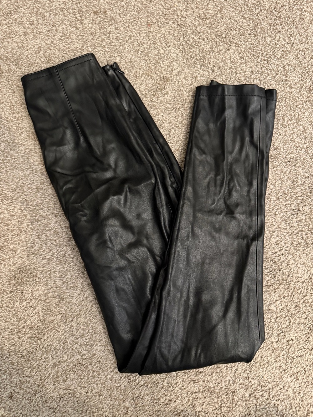 Free People Black Faux Leather Skinny Pants